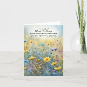 Watercolor Field Wildflowers Sympathy Thank You Card