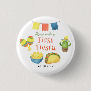 Watercolor Fiesta First Birthday 3 Cm Round Badge