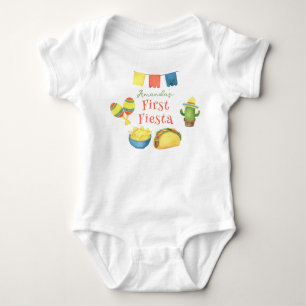 Watercolor Fiesta First Birthday Baby Bodysuit