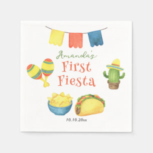 Watercolor Fiesta First Birthday Napkin