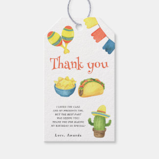 Watercolor fiesta first birthday party thank you gift tags