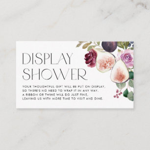 Watercolor Fig and Berry Floral Dsiplay Shower Enclosure Card