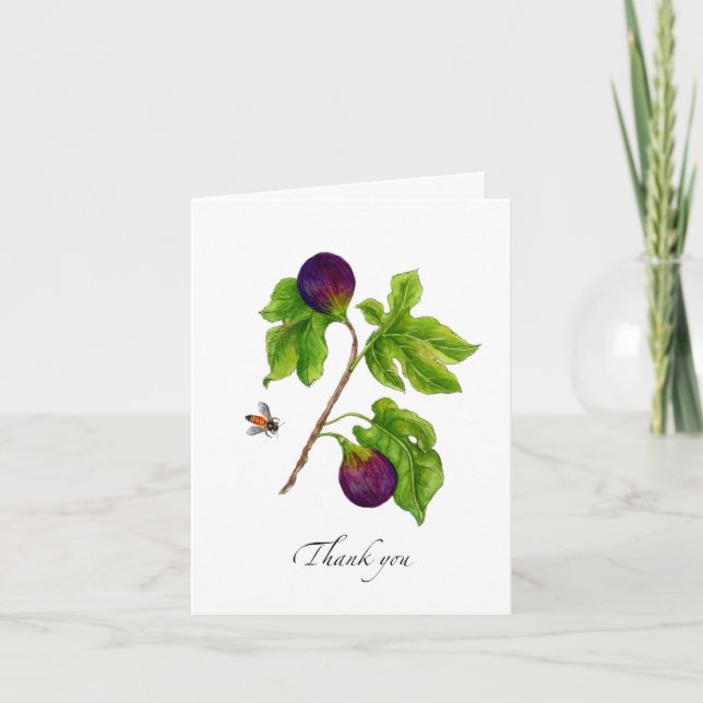 Watercolor Fig botanical Folded  Thank You Card (Front)