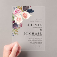 Watercolor Figs and Autumn Blooms Floral Wedding