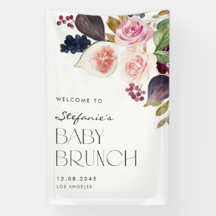 Watercolor Figs and Berry Floral Baby Brunch Banner