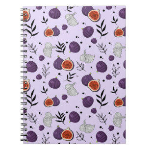 Watercolor Figs And Leaves Seamless Pattern Notebook