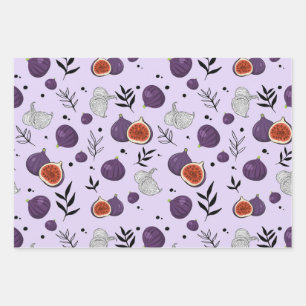Watercolor Figs And Leaves Seamless Pattern Wrapping Paper Sheet