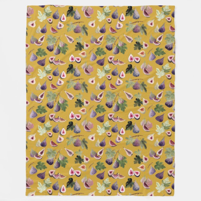 Watercolor Figs on Mustard Yellow Blanket (Front)