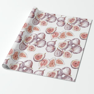Watercolor Figs on White Wrapping Paper
