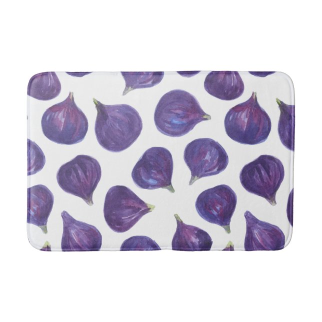 Watercolor figs pattern bath mat (Front)