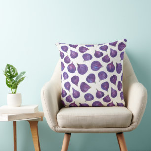Watercolor figs pattern cushion
