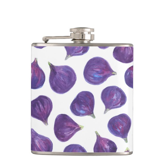Watercolor figs pattern hip flask (Front)