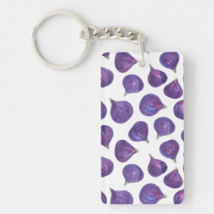 Watercolor figs pattern key ring