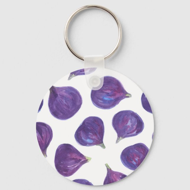 Watercolor figs pattern key ring (Front)