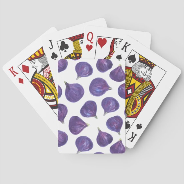 Watercolor figs pattern playing cards (Back)
