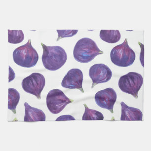 Watercolor figs pattern tea towel