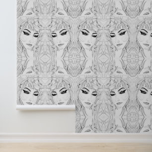 Watercolor Figurative Feminine Monochrome  Wallpaper