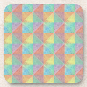 Watercolor Filled Triangle Geometric Pattern Coaster
