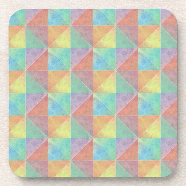 Watercolor Filled Triangle Geometric Pattern Coaster (Front)