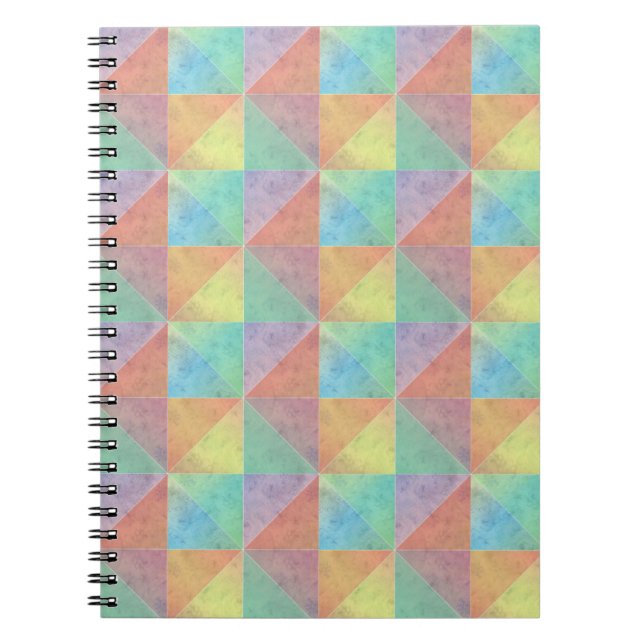 Watercolor Filled Triangle Geometric Pattern Notebook (Front)