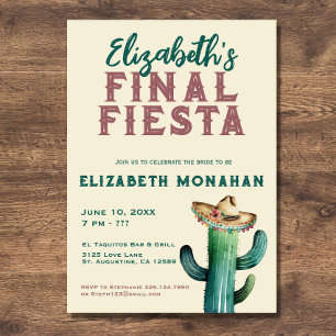 Watercolor Final Fiesta Bachelorette Invitation