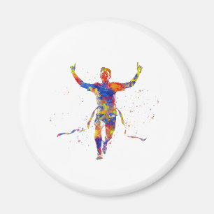 Watercolor finish line runner magnet