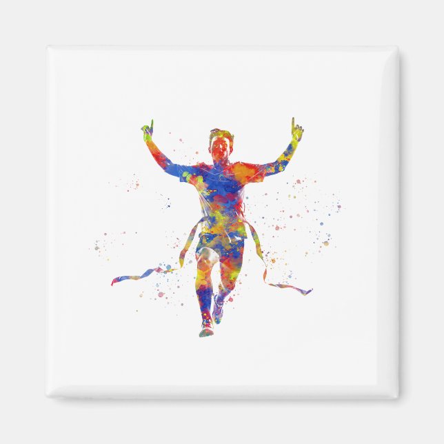 Watercolor finish line runner magnet (Front)