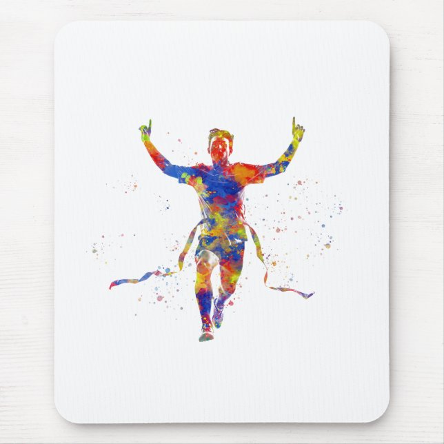 Watercolor finish line runner mouse pad (Front)