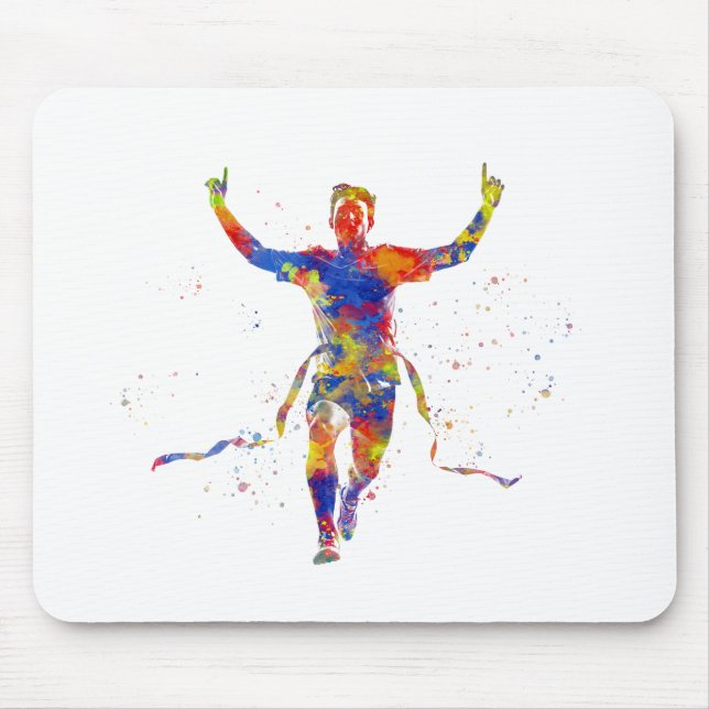 Watercolor finish line runner mouse pad (Front)