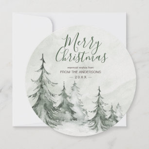 Watercolor Fir Trees Winter, Christmas Party Holiday Card