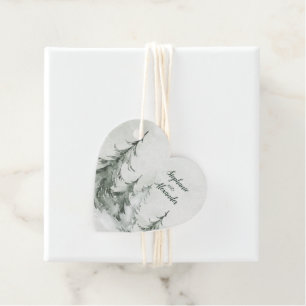 Watercolor Fir Trees Winter Wedding Favour Tags