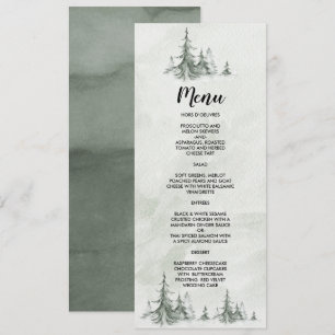 Watercolor Fir Trees Winter Wedding Menu