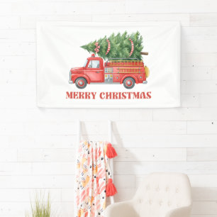 Watercolor Firefighter Christmas Fire Truck Banner