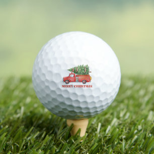 Watercolor Firefighter Christmas Fire Truck Golf Balls
