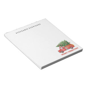 Watercolor Firefighter Christmas Fire Truck Notepad