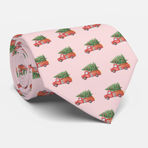 Watercolor Firefighter Christmas Fire Truck Tie