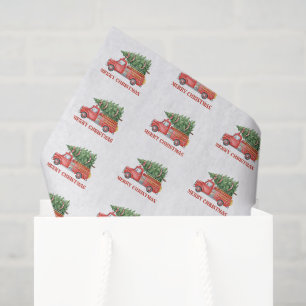 Watercolor Firefighter Christmas Fire Truck Tissue Paper