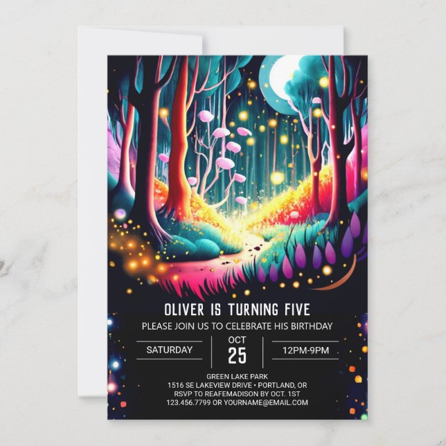 Watercolor Firefly Birthday Invitation (Front)