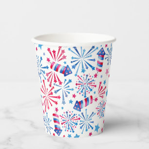 Watercolor Fireworks Rockets 4th of July Party  Paper Cups