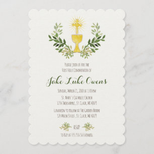 Watercolor First Communion Invitation