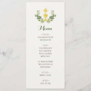 Watercolor First Communion Menu