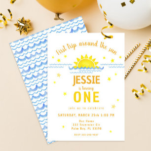 Watercolor First Trip Around the Sun Invitation – 