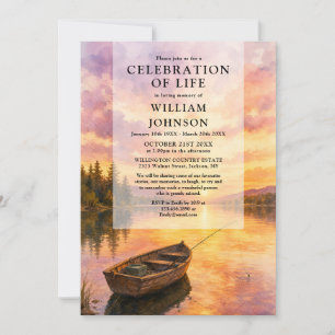 Watercolor Fisherman Celebration of Life Funeral Invitation