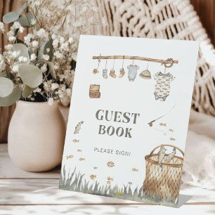 Watercolor Fishing Baby Shower Guest Book Sign
