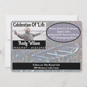 Watercolor Fishing Boat Memorial Service Invitation