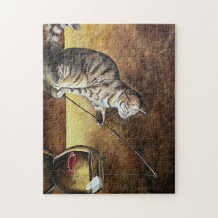 watercolor fishing cat jigsaw puzzle