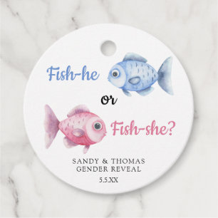 Watercolor Fishing Gender Reveal Favour Tags