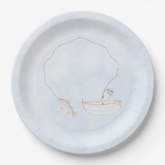 Watercolor Fishing  Paper Plate