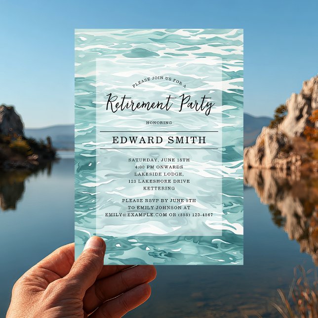 Watercolor Fishing Retirement Party Invitation (Cast off into retirement 🎣 Celebrate in style with this watercolor fishing-themed invitation.)