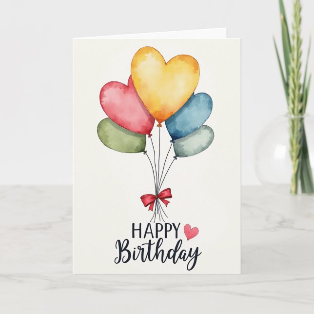 Watercolor Five Hearts Card (Front)